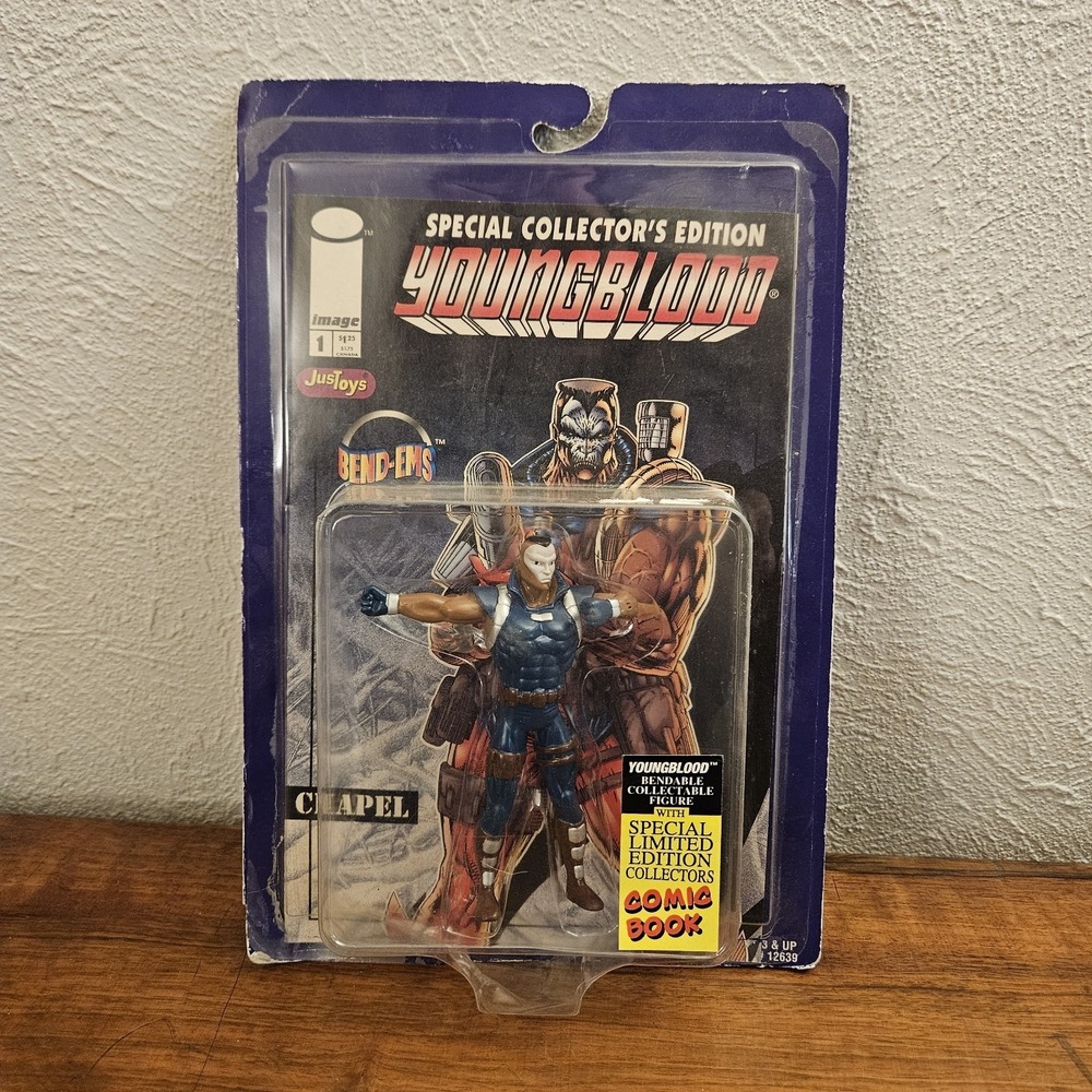 Vintage 1995 Youngblood Chapel Figure Bend 'Ems with Comic Book New